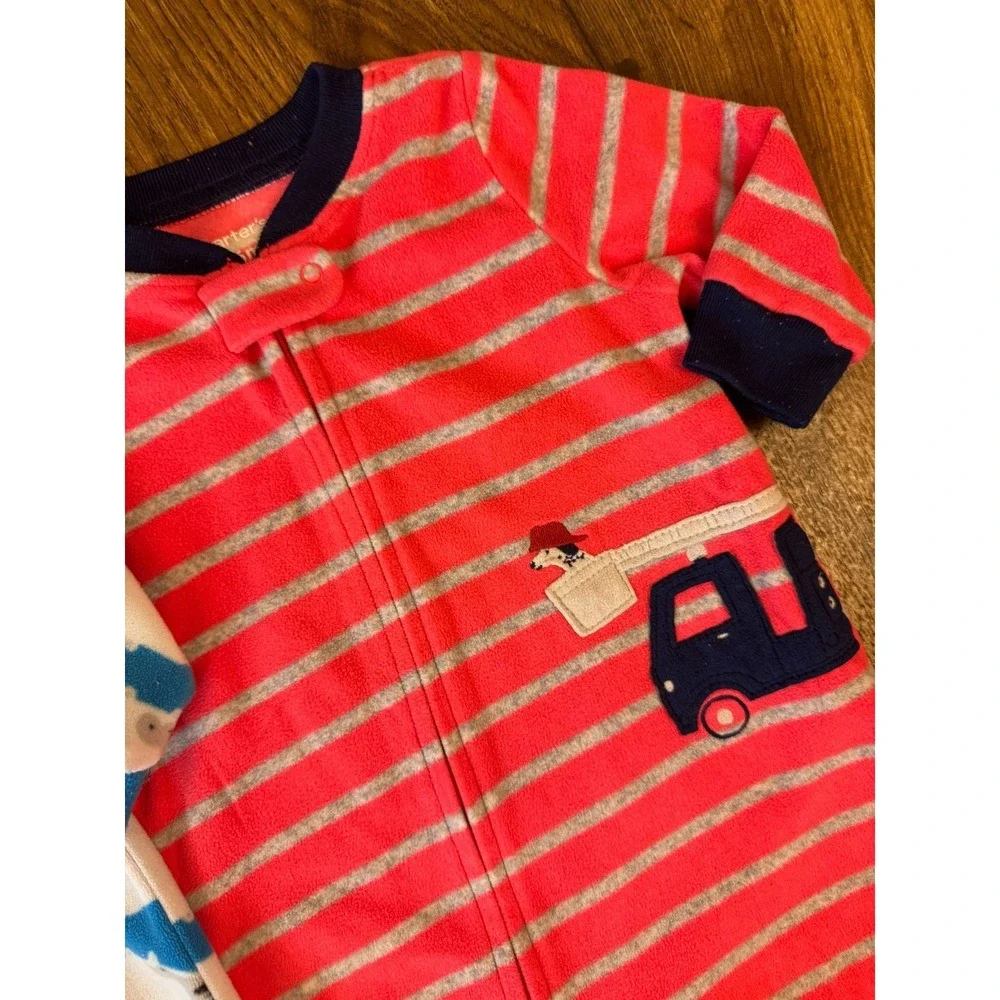 Carters‎ Baby Boy 6 Months Sleepers Fleece Pajamas Outfits Clothes Lot Football